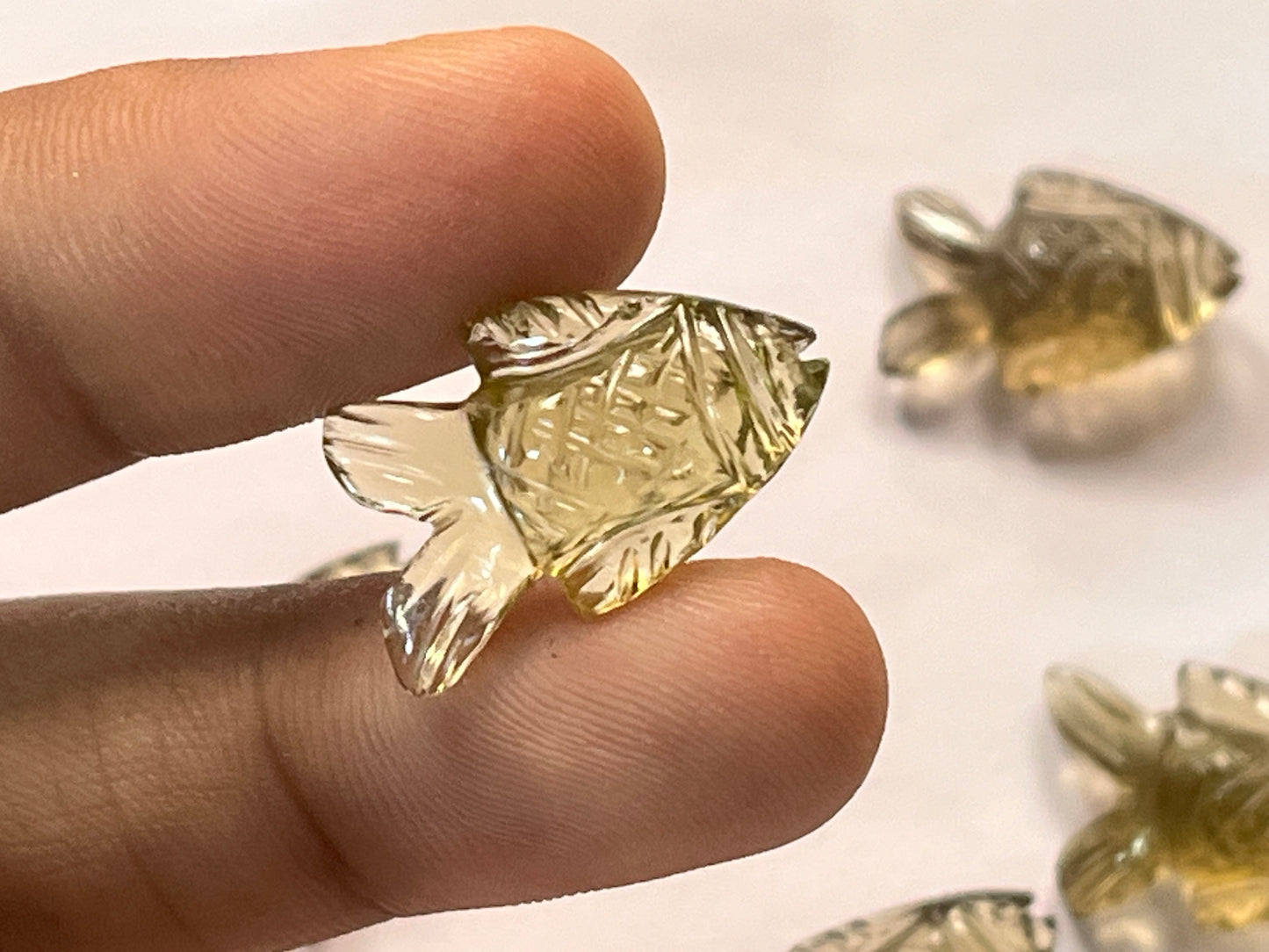 Olive Quartz Fish Loose carving