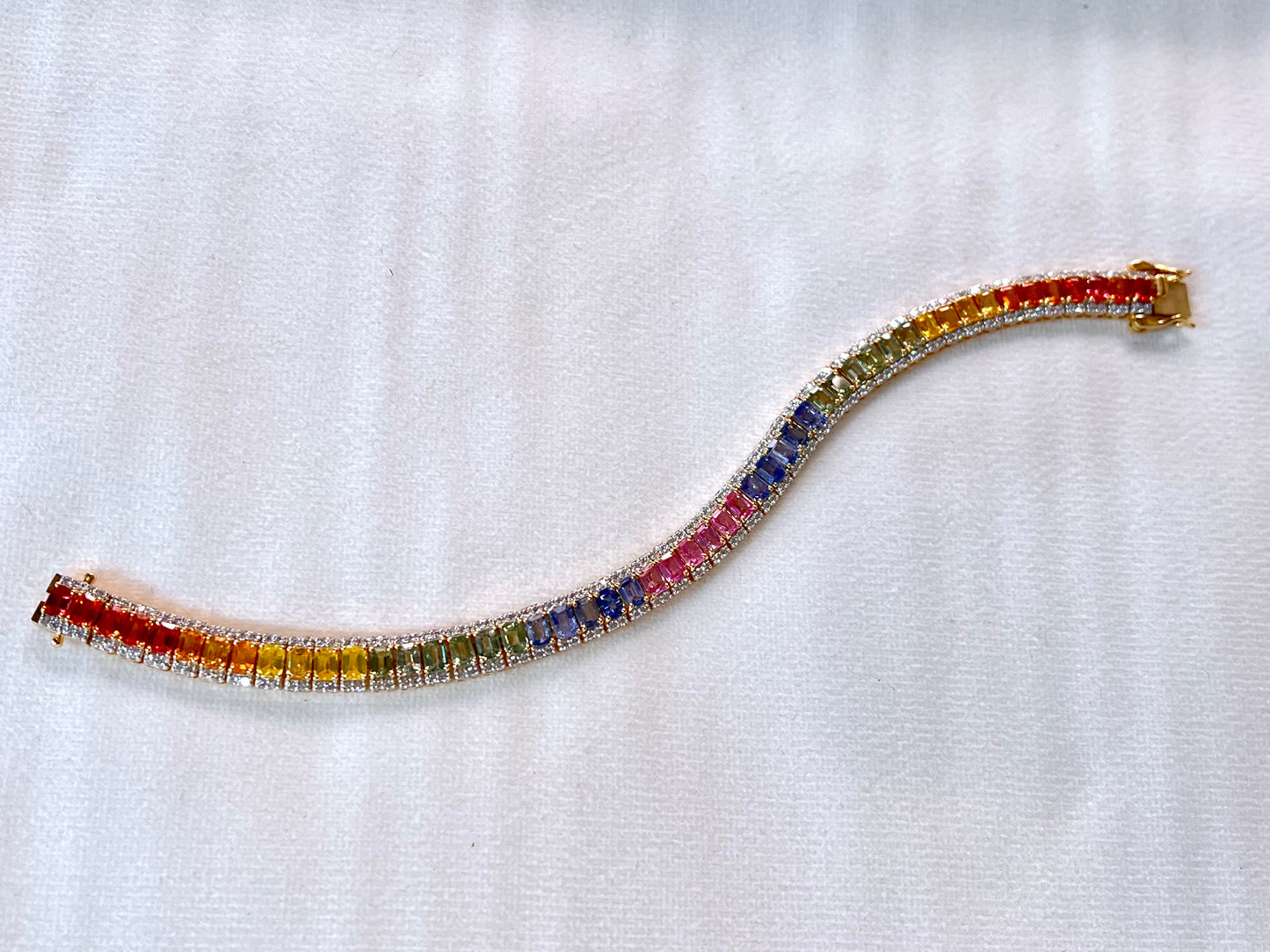 Rainbow Sapphire with Lab Grown Diamonds 14KT Bracelet