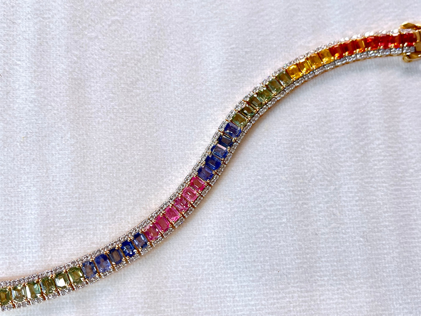 Rainbow Sapphire with Lab Grown Diamonds 14KT Bracelet