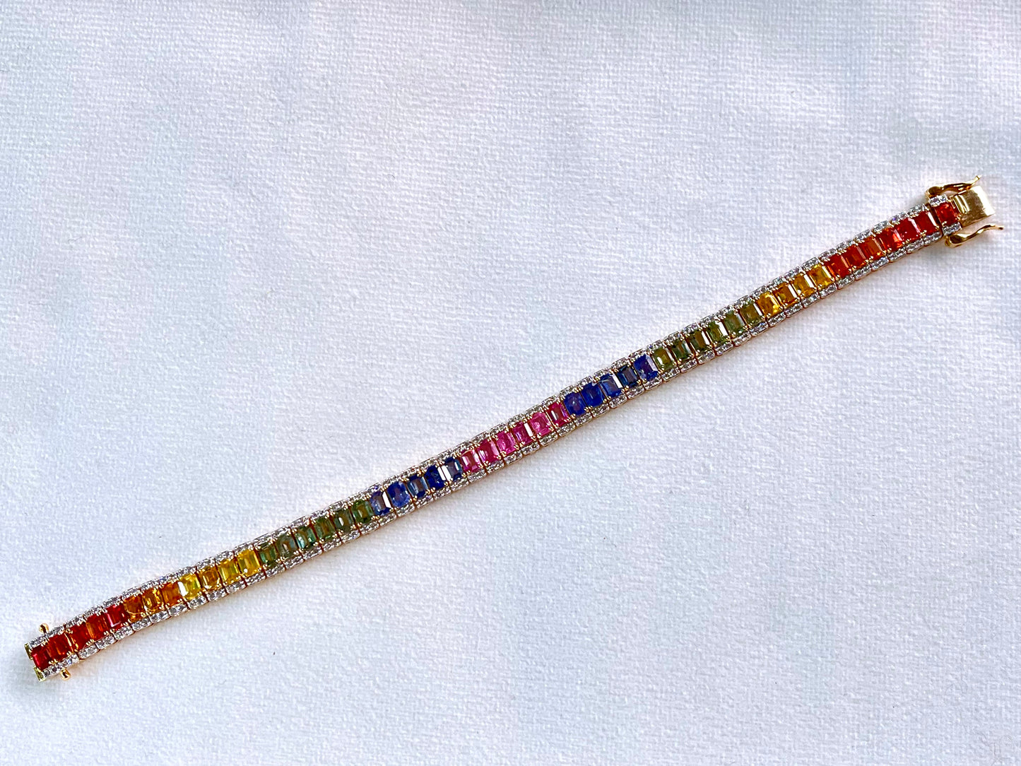Rainbow Sapphire with Lab Grown Diamonds 14KT Bracelet
