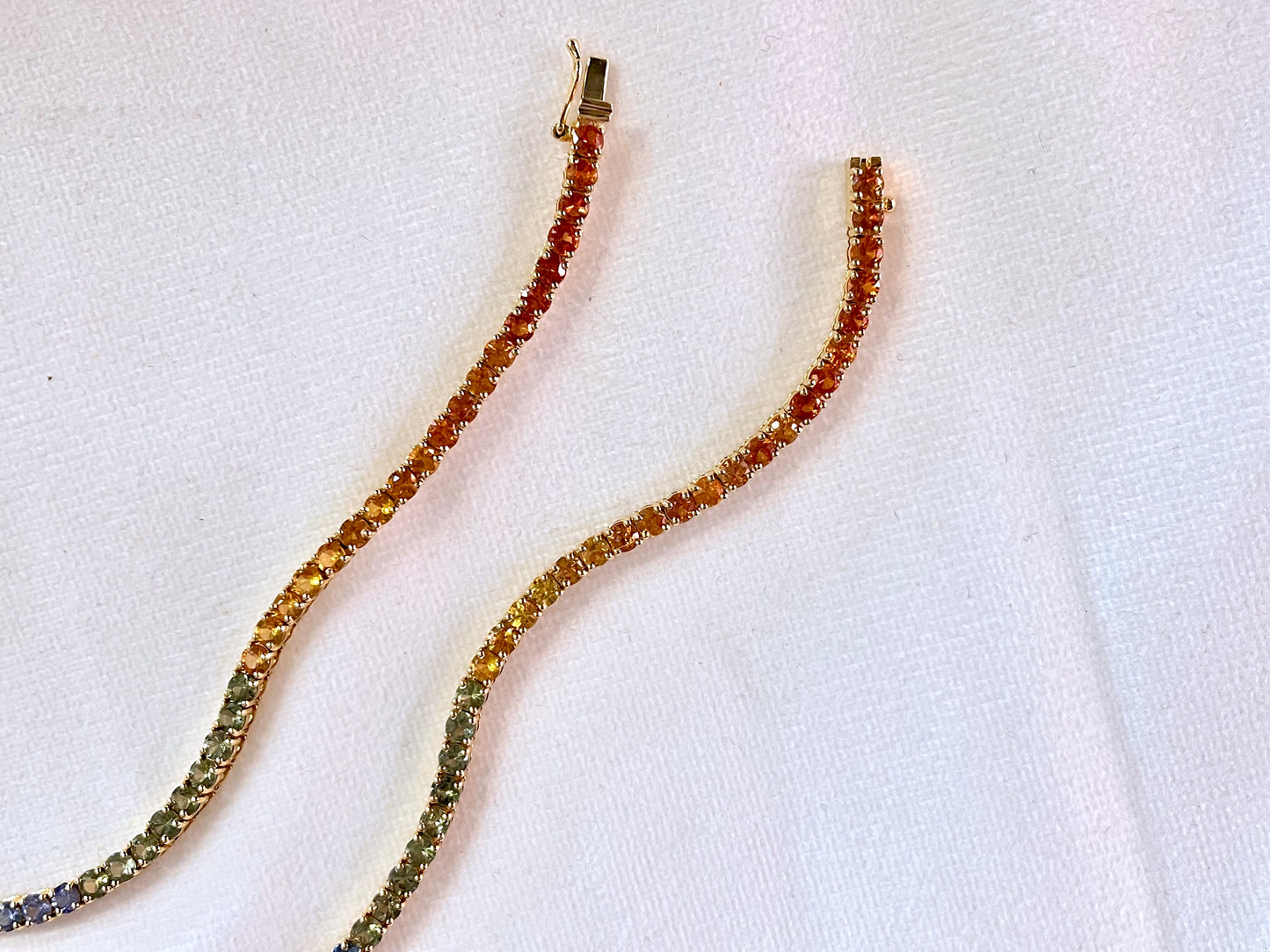 Rainbow Sapphire Tennis 14K Necklace