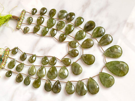 Natural Vesuvianite faceted pear shape briolette beads