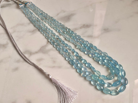 Aquamarine Smooth Oval Shape beads
