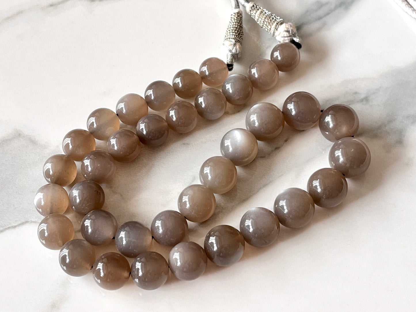 Grey Moonstone smooth Spherical shape beads