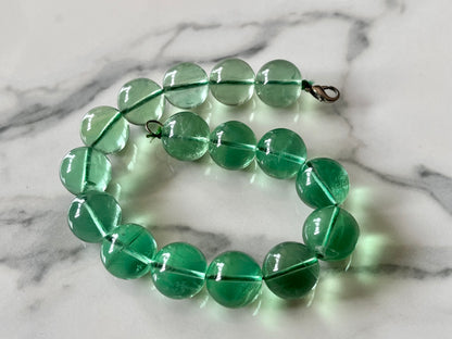Natural Green Fluorite Smooth Spherical Shape Beads