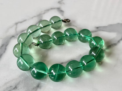 Natural Green Fluorite Smooth Spherical Shape Beads