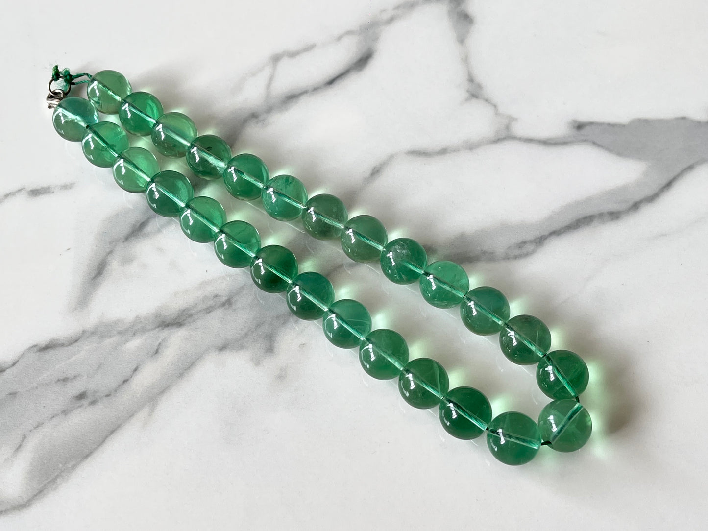 Natural Green Fluorite Smooth Spherical Shape Beads