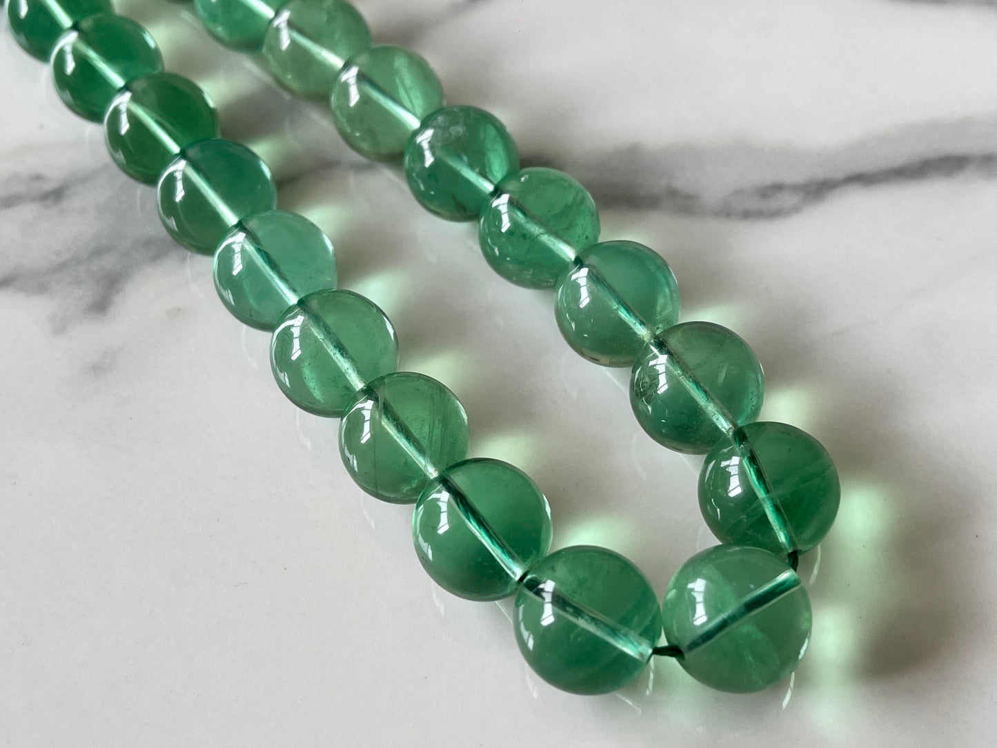 Natural Green Fluorite Smooth Spherical Shape Beads