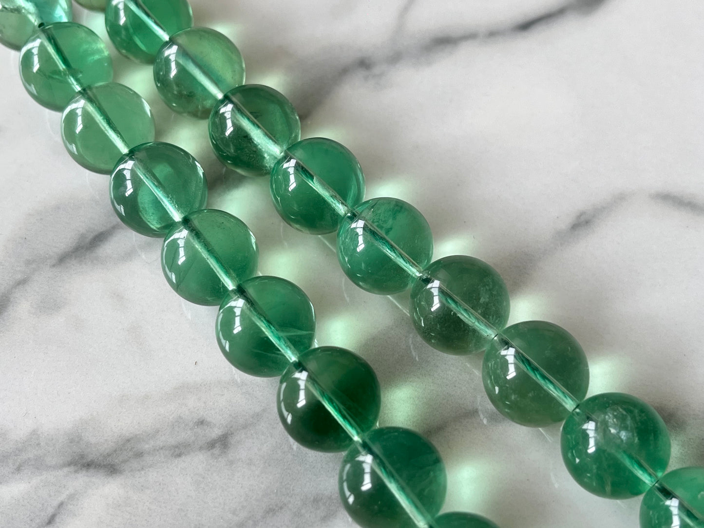 Natural Green Fluorite Smooth Spherical Shape Beads