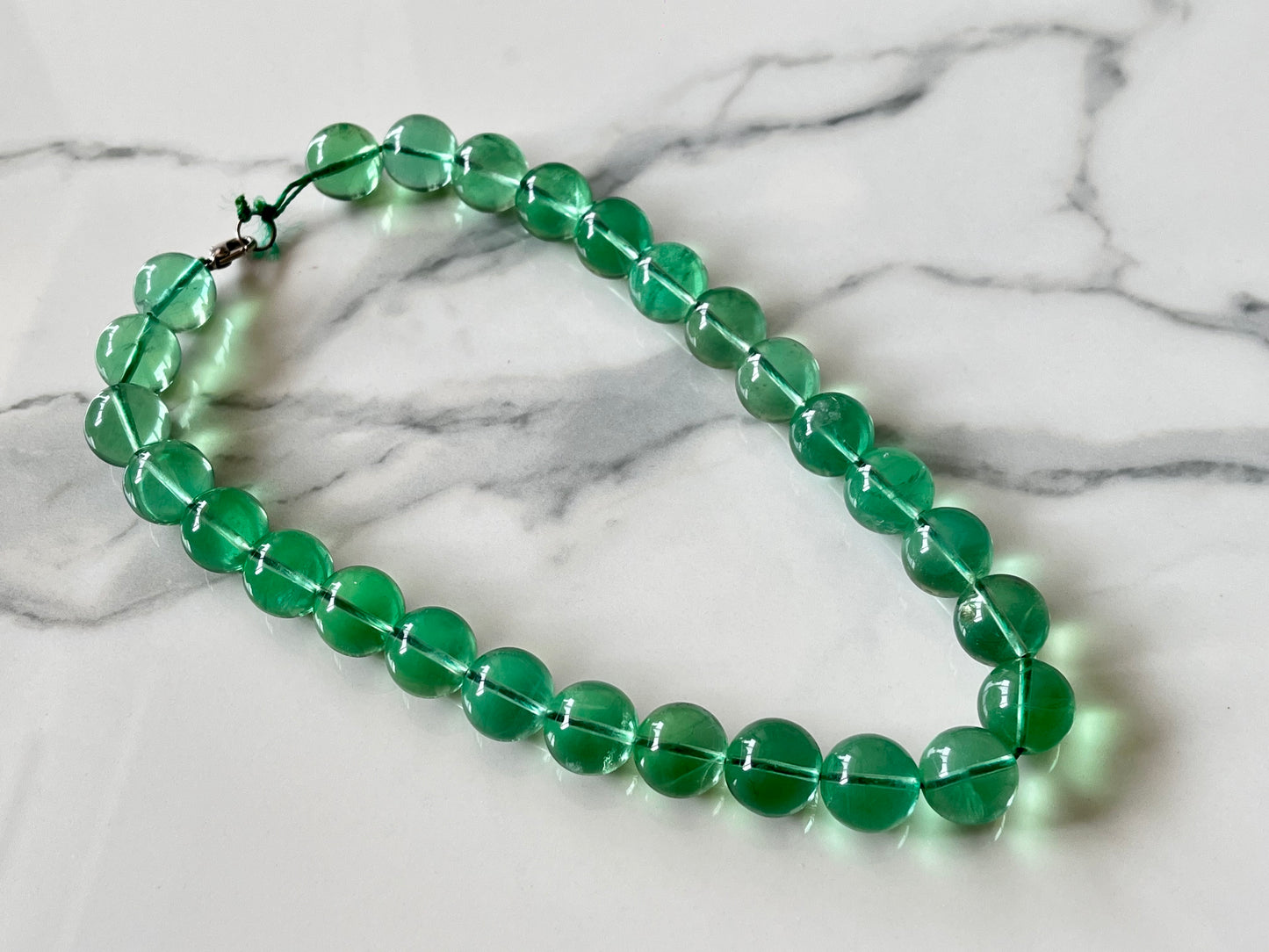 Natural Green Fluorite Smooth Spherical Shape Beads