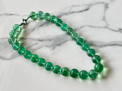 Natural Green Fluorite Smooth Spherical Shape Beads