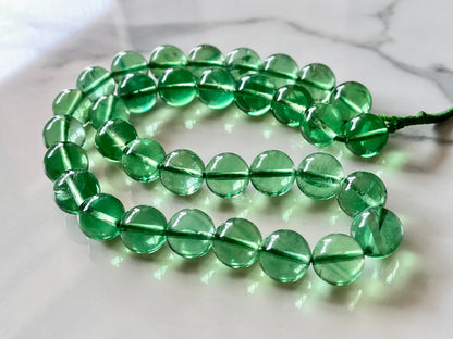 Natural Green Fluorite Smooth Spherical Shape Beads