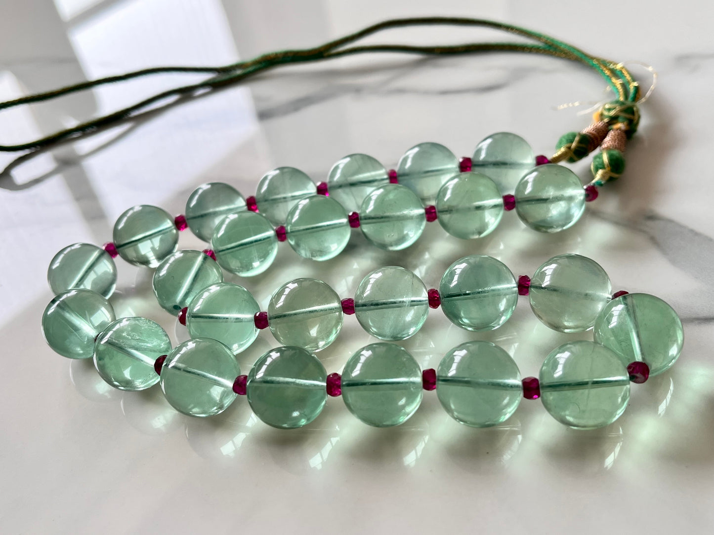Natural Green Fluorite Smooth Spherical Shape Beads