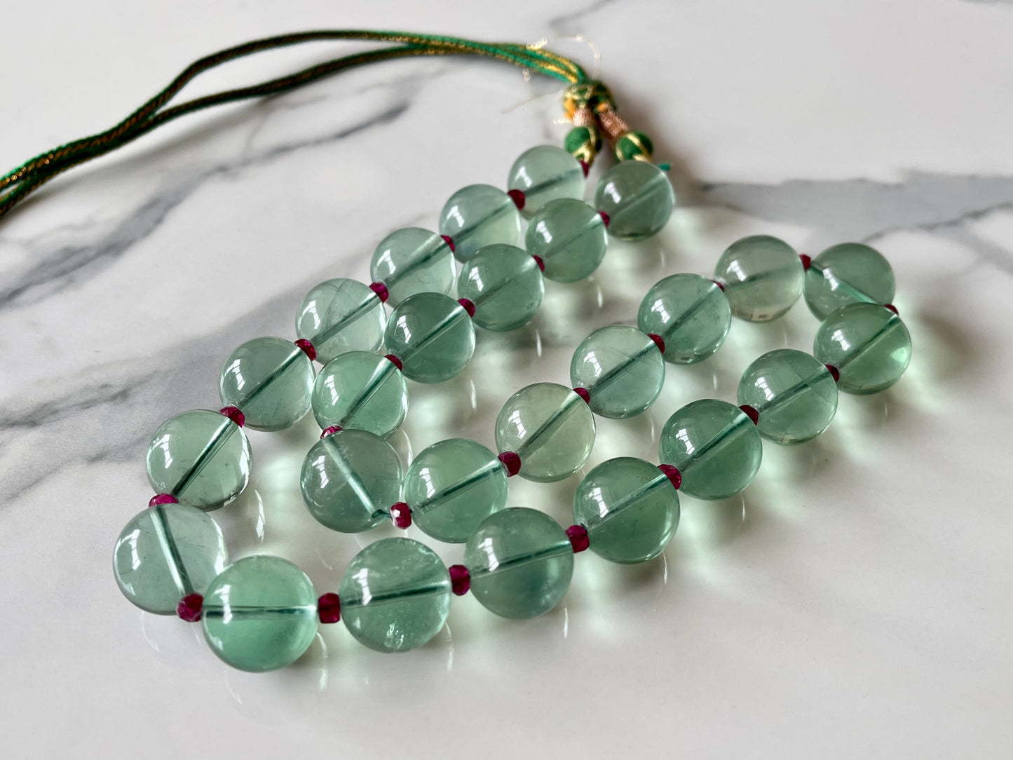 Natural Green Fluorite Smooth Spherical Shape Beads