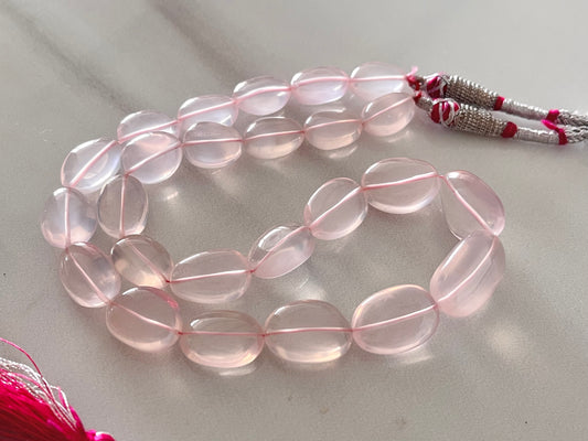 Natural Rose Quartz Gemstone Smooth Tumble Shape Beads