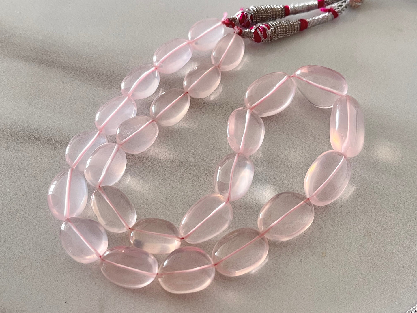 Natural Rose Quartz Gemstone Smooth Tumble Shape Beads
