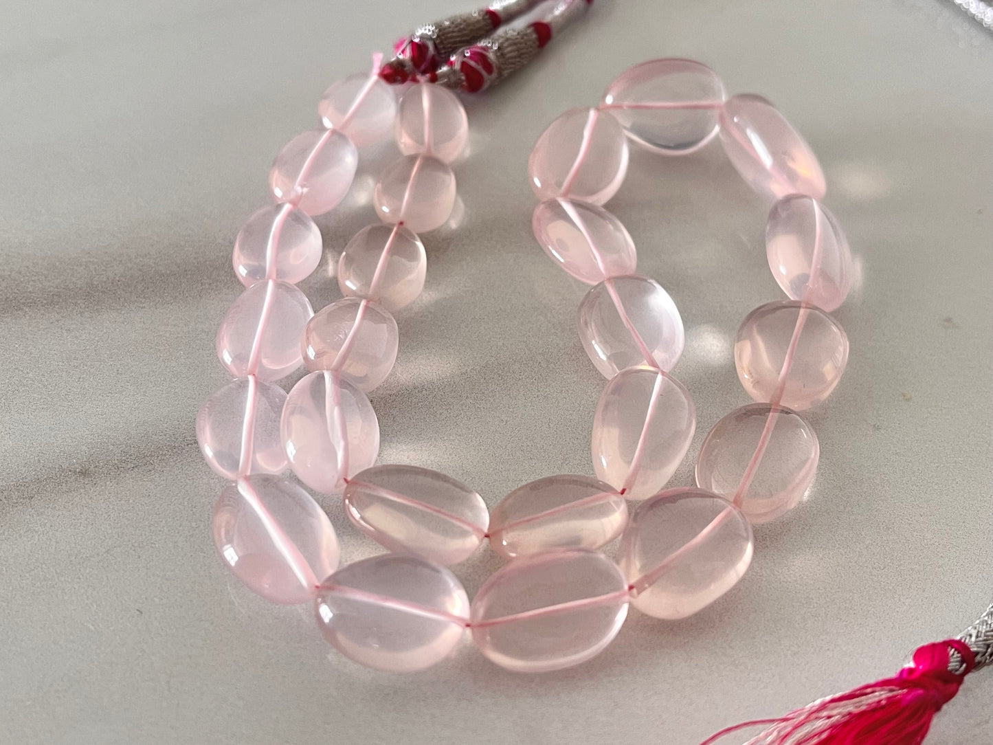 Natural Rose Quartz Gemstone Smooth Tumble Shape Beads
