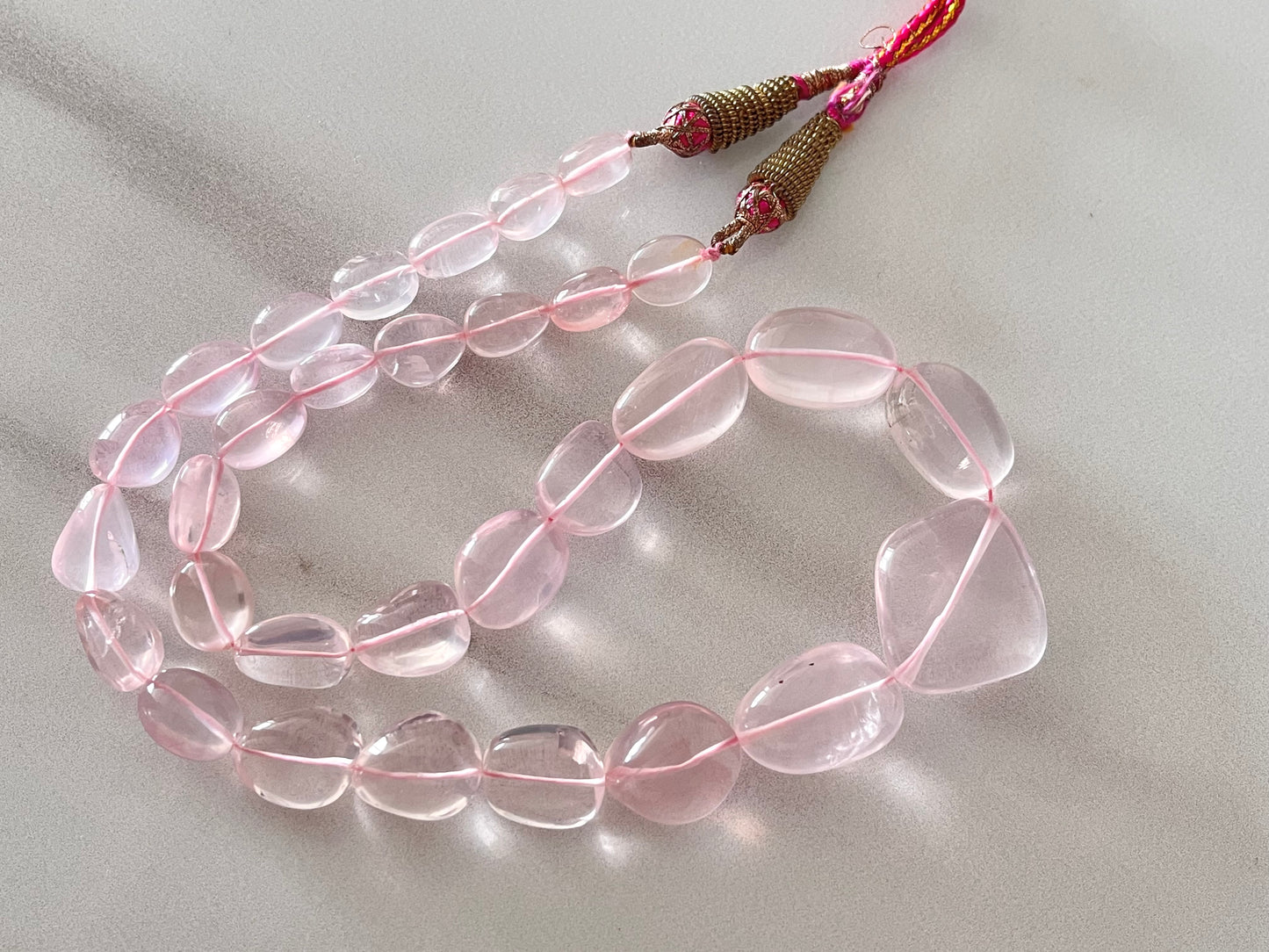 Natural Rose Quartz Gemstone Smooth Tumble Shape Beads