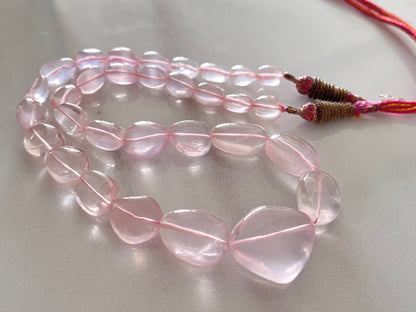 Natural Rose Quartz Gemstone Smooth Tumble Shape Beads