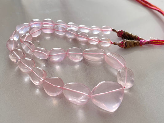 Natural Rose Quartz Gemstone Smooth Tumble Shape Beads