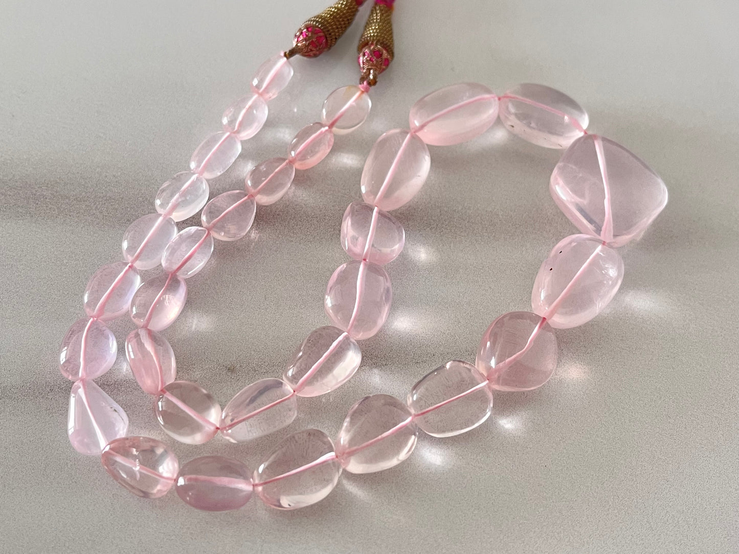 Natural Rose Quartz Gemstone Smooth Tumble Shape Beads