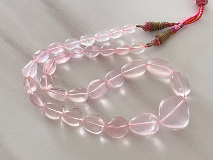 Natural Rose Quartz Gemstone Smooth Tumble Shape Beads
