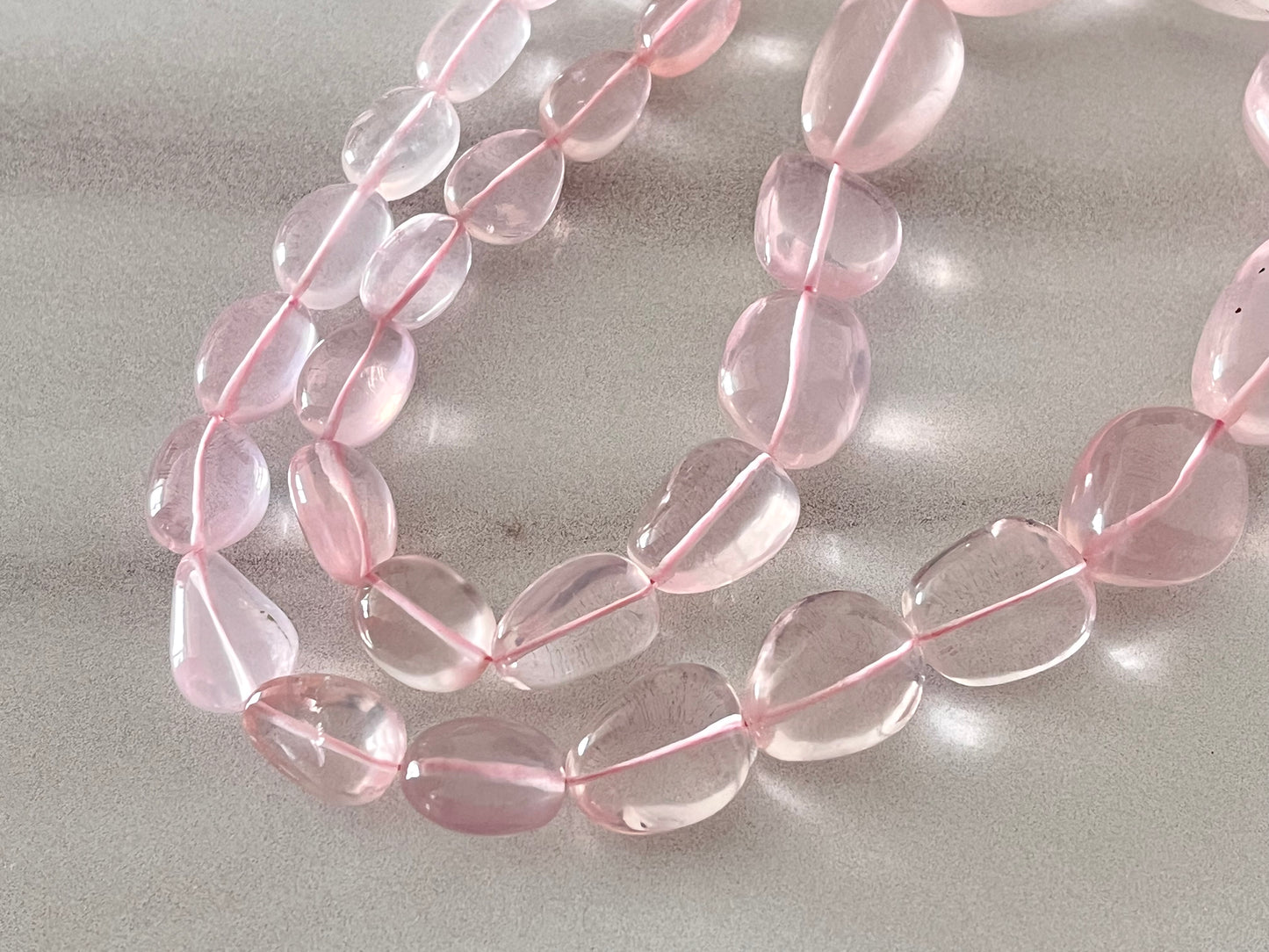 Natural Rose Quartz Gemstone Smooth Tumble Shape Beads