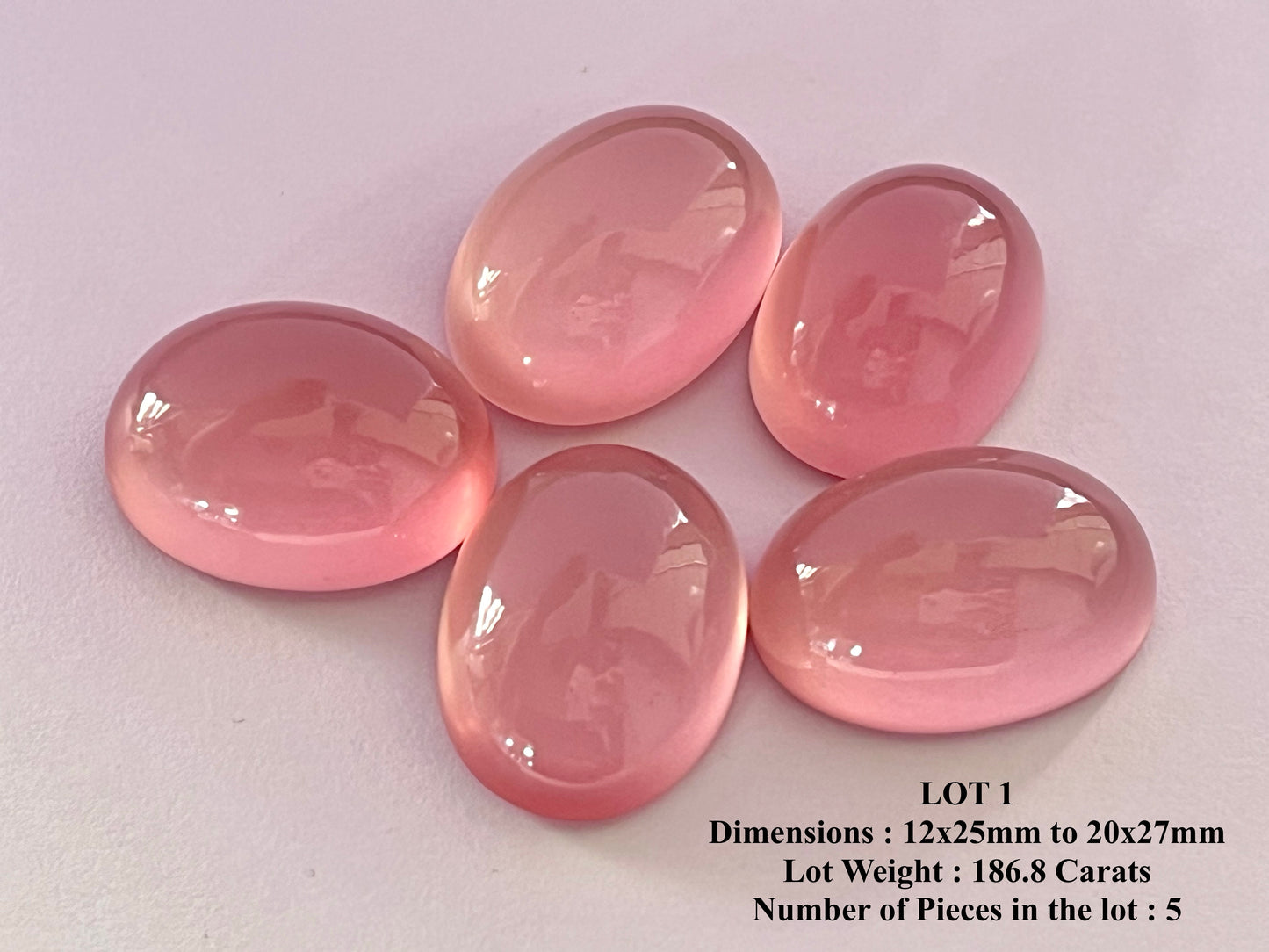 Natural Madagascar Rose Quartz Cabochon Gemstone Lot