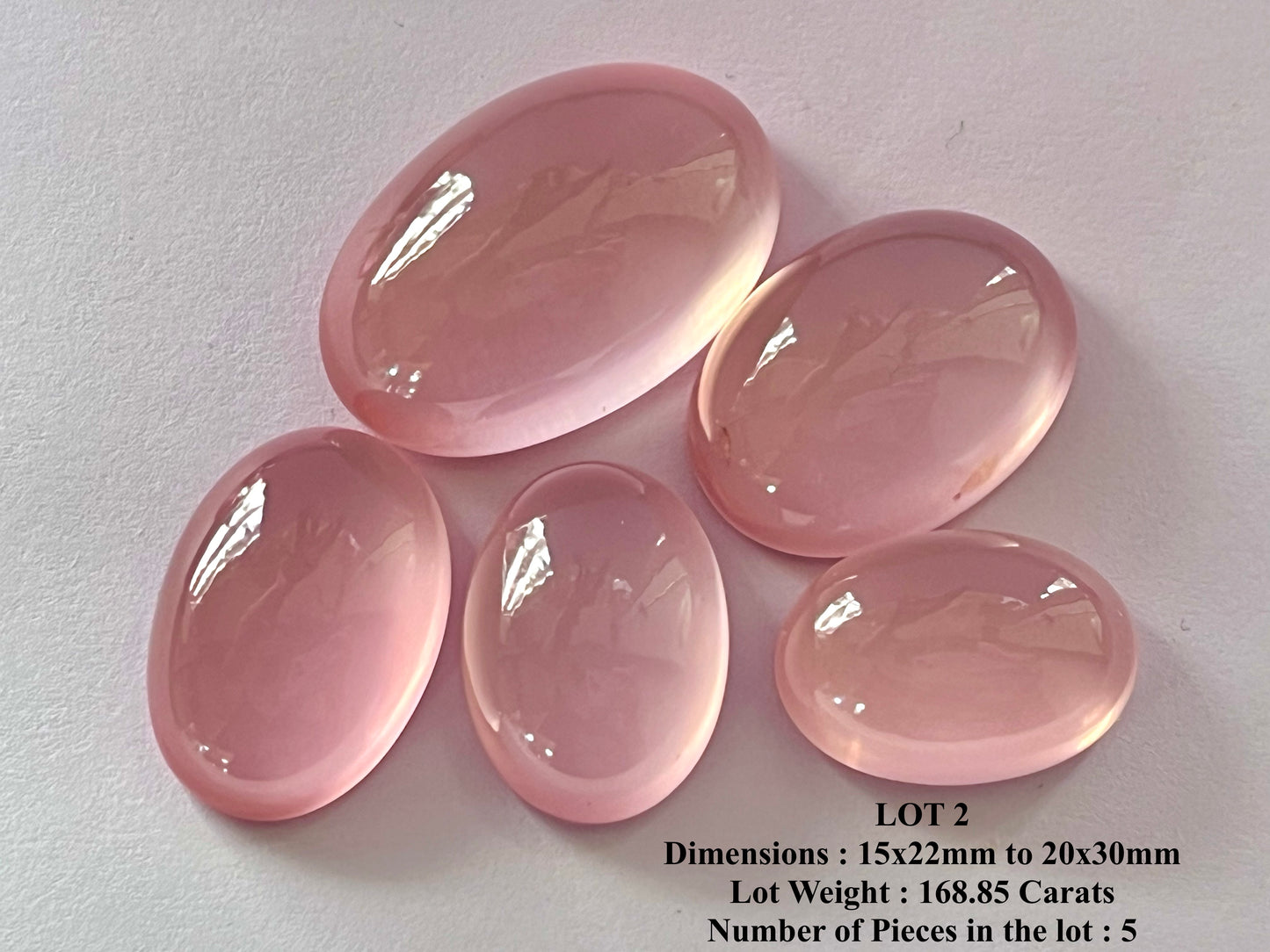Natural Madagascar Rose Quartz Cabochon Gemstone Lot