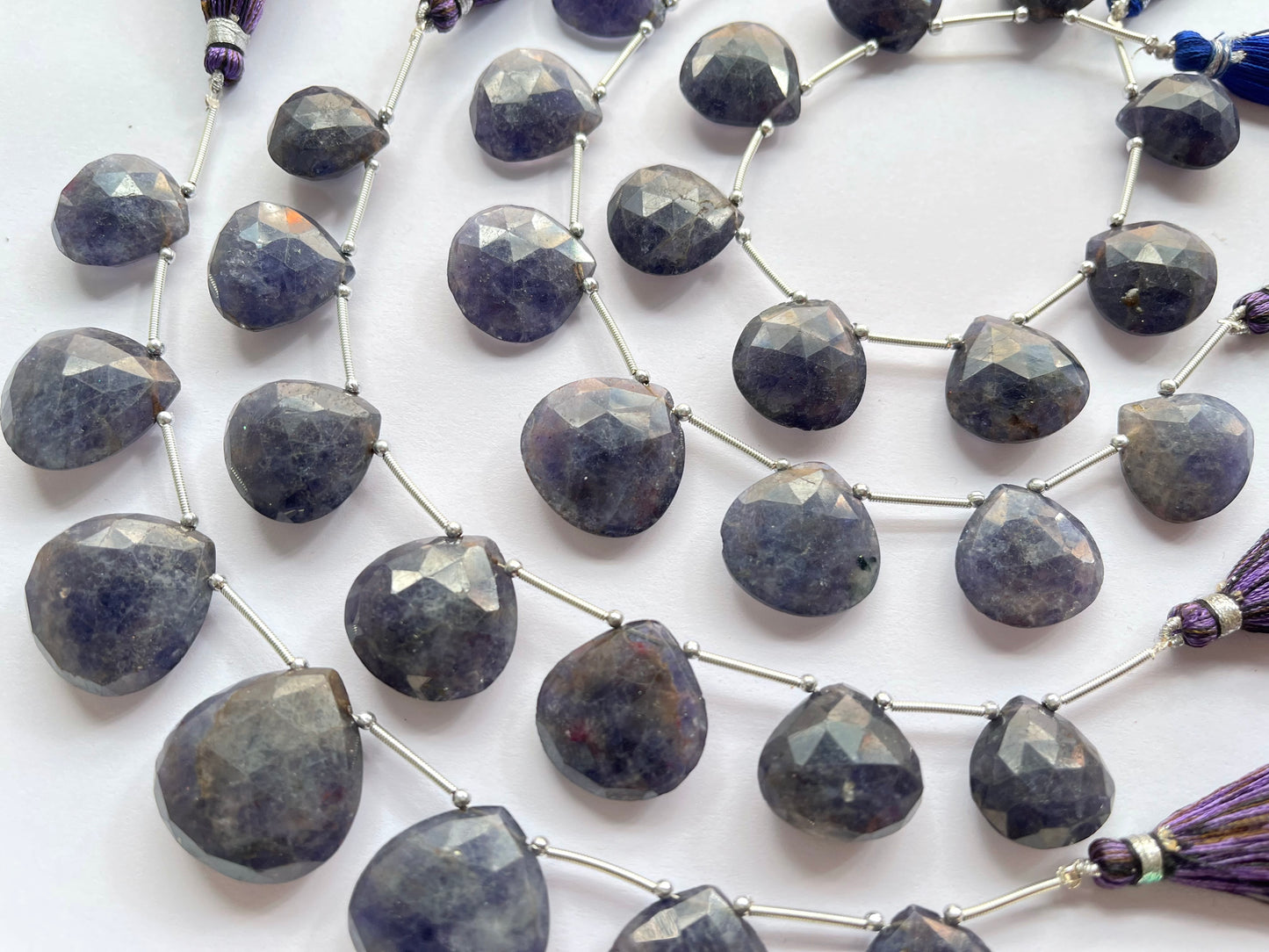 Iolite Heart shape briolette beads