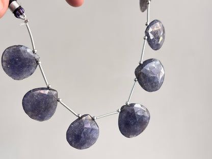 Iolite Heart shape briolette beads