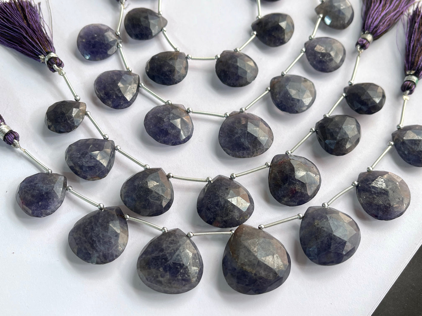 Iolite Heart shape briolette beads