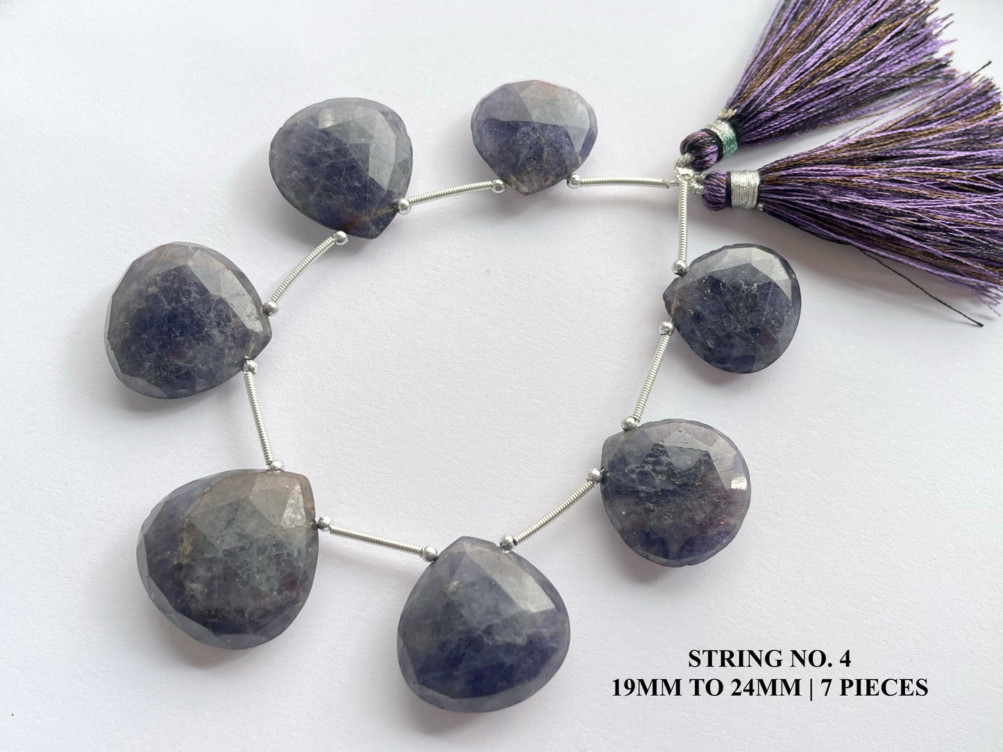 Iolite Heart shape briolette beads