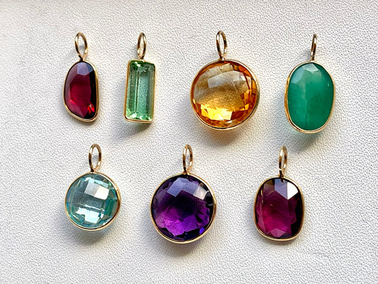 Solid 18k Pendant Gemstone charm