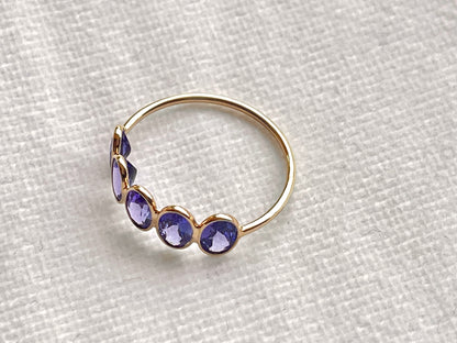 Natural Tanzanite Gemstone Bezel Set 18K Solid Gold 6 1/2 US Ring