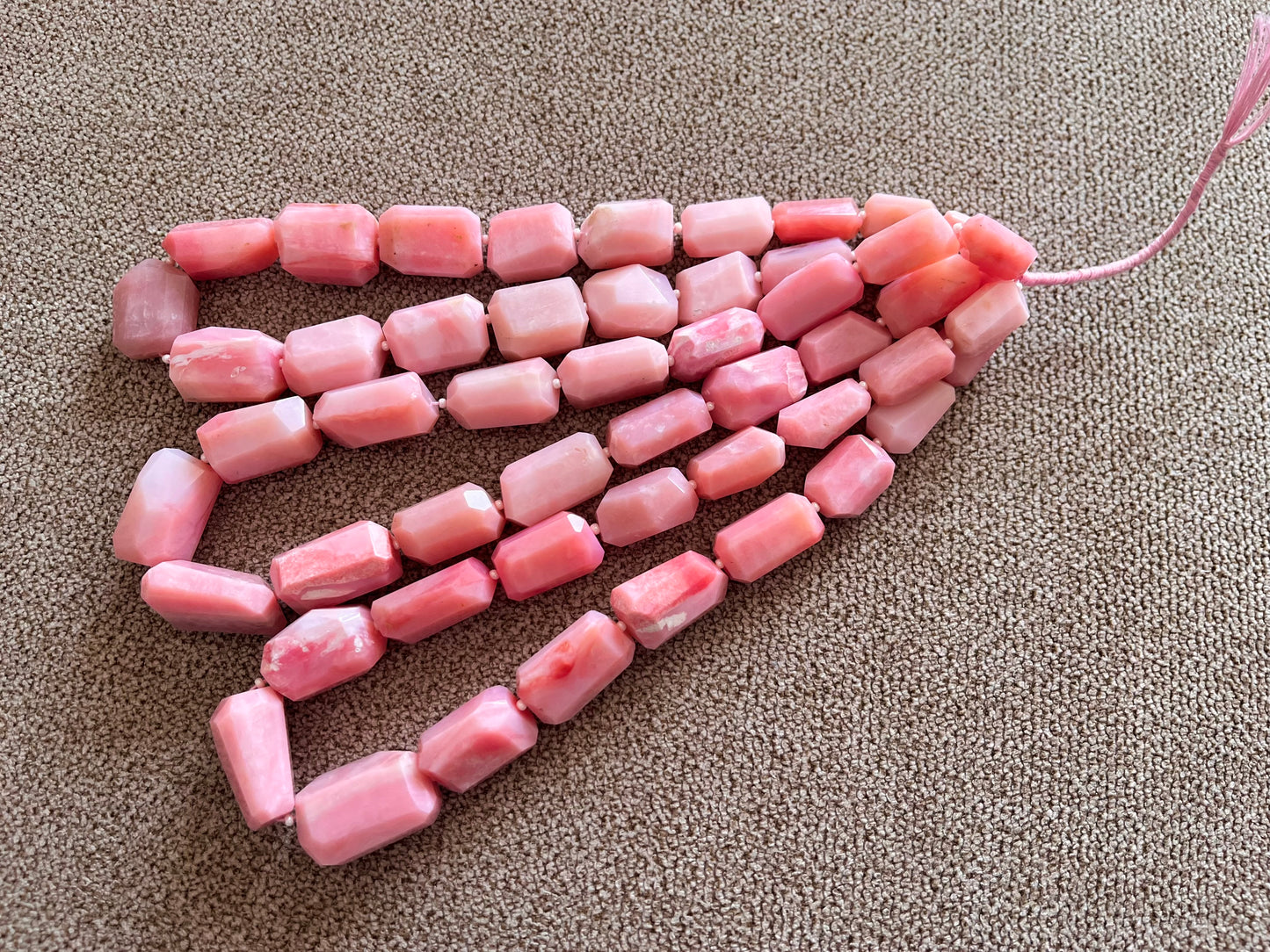 Natural Pink Opal Uneven Faceted Tumble Shape Beads