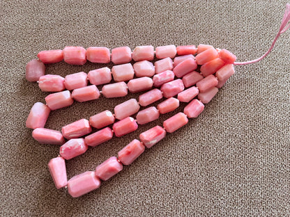 Natural Pink Opal Uneven Faceted Tumble Shape Beads