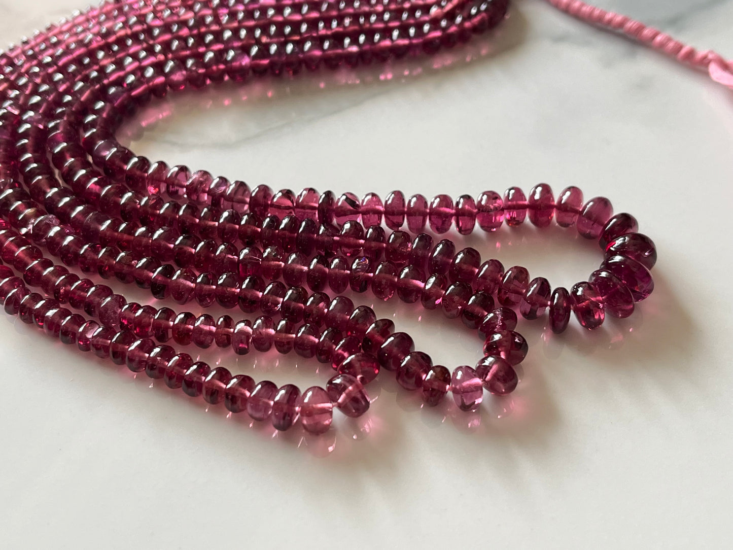 Rhodolite Garnet Smooth Rondelle Shape Beads