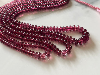 Rhodolite Garnet Smooth Rondelle Shape Beads