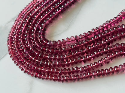 Rhodolite Garnet Smooth Rondelle Shape Beads