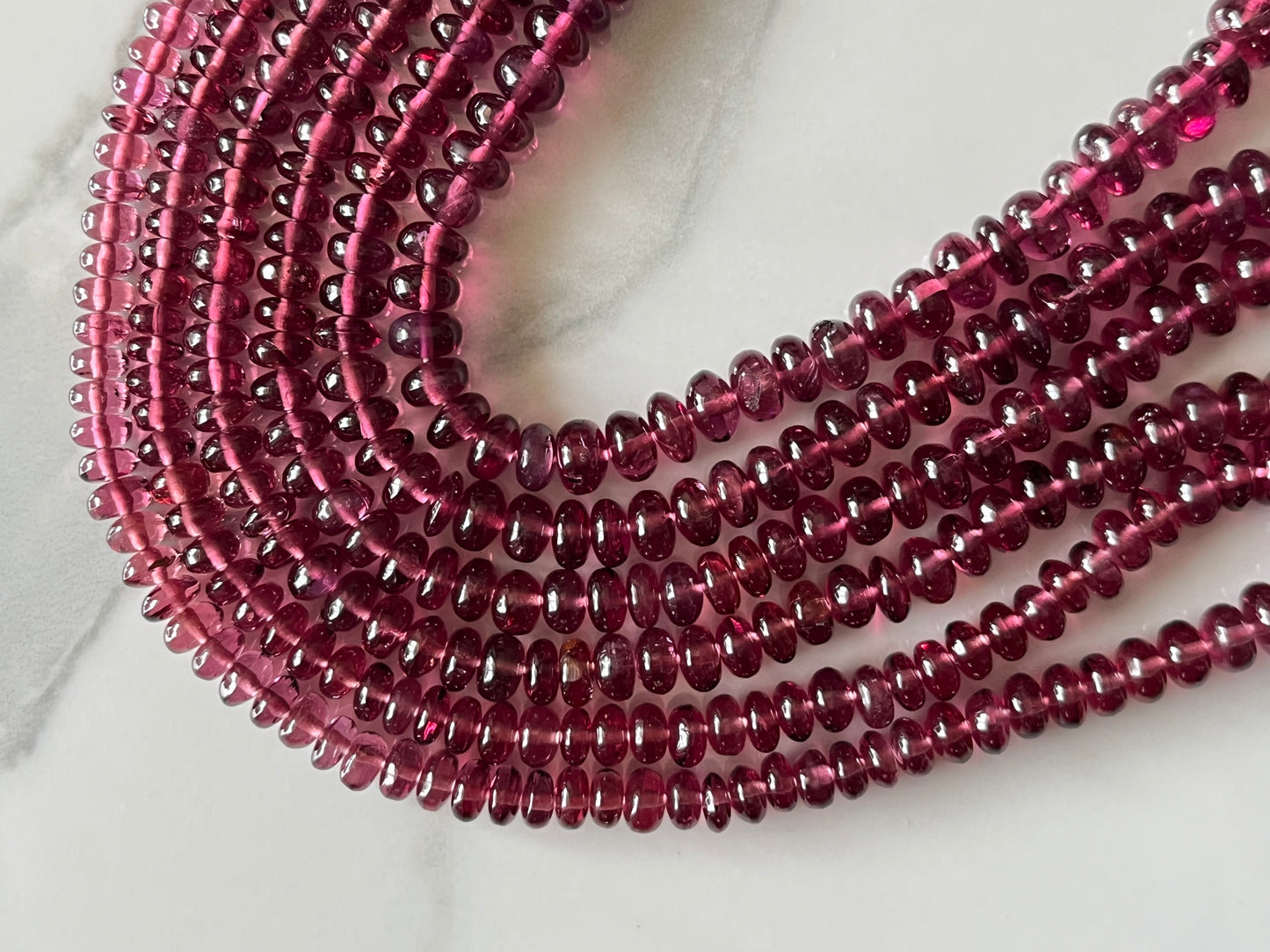 Rhodolite Garnet Smooth Rondelle Shape Beads