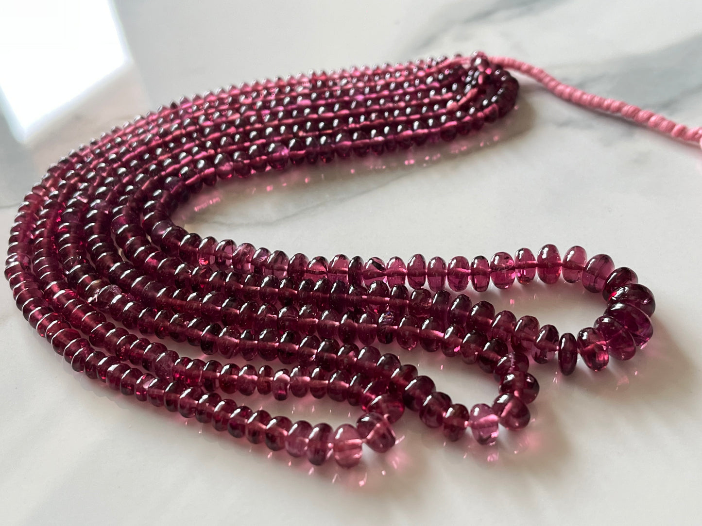 Rhodolite Garnet Smooth Rondelle Shape Beads