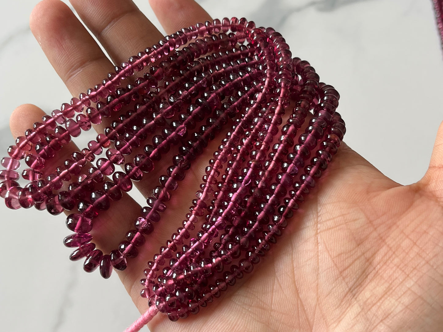 Rhodolite Garnet Smooth Rondelle Shape Beads