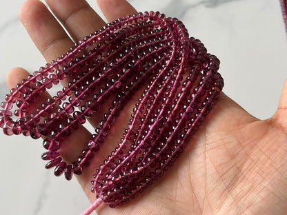 Rhodolite Garnet Smooth Rondelle Shape Beads