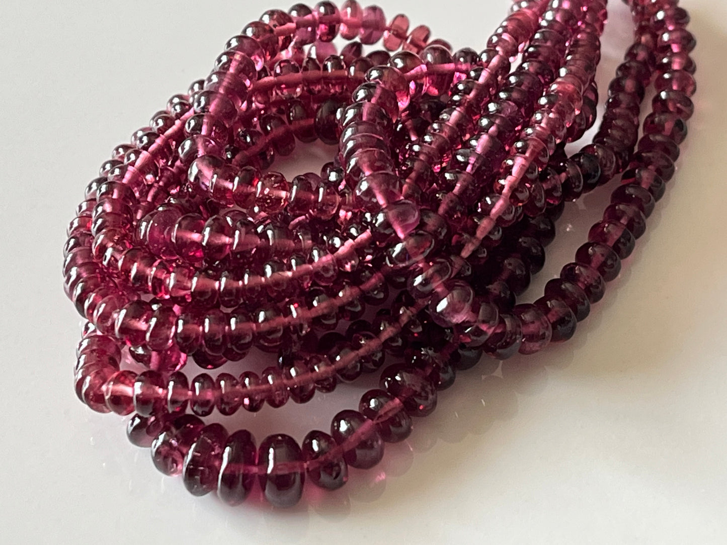 Rhodolite Garnet Smooth Rondelle Shape Beads