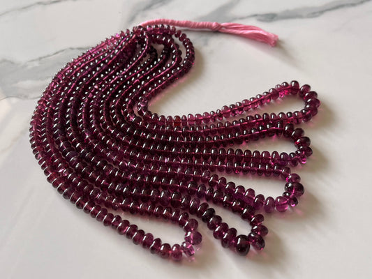Rhodolite Garnet Smooth Rondelle Shape Beads