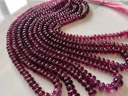 Rhodolite Garnet Smooth Rondelle Shape Beads