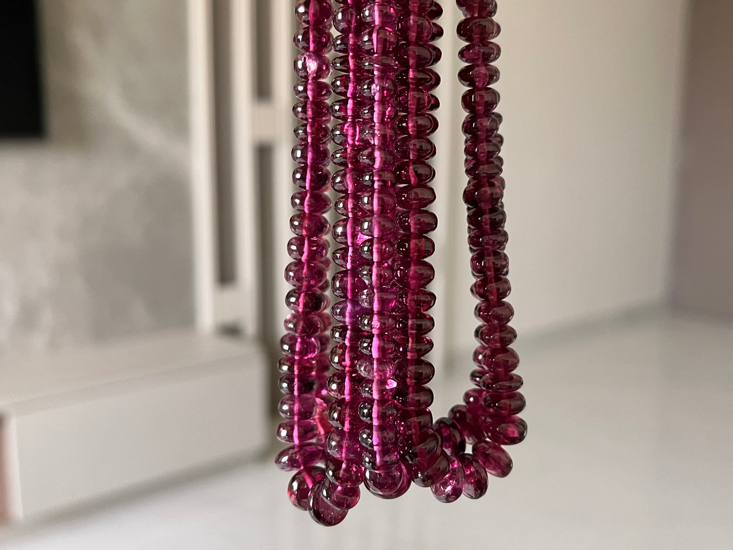 Rhodolite Garnet Smooth Rondelle Shape Beads