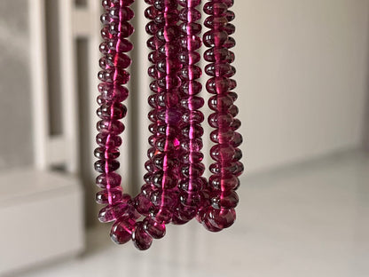 Rhodolite Garnet Smooth Rondelle Shape Beads