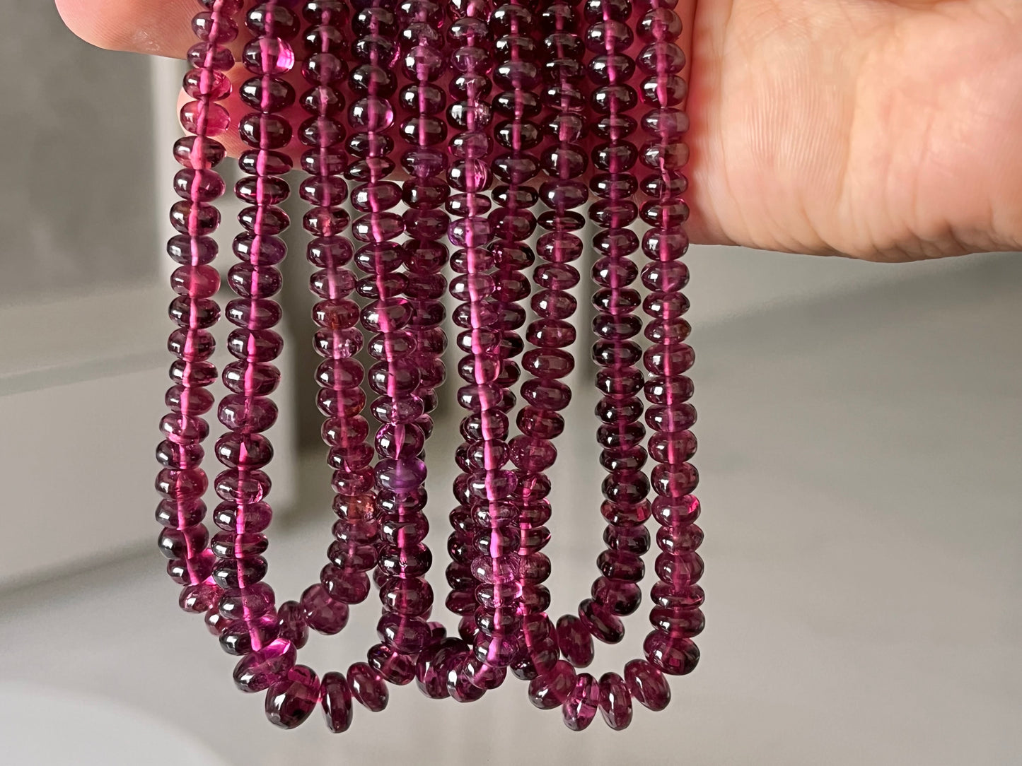 Rhodolite Garnet Smooth Rondelle Shape Beads